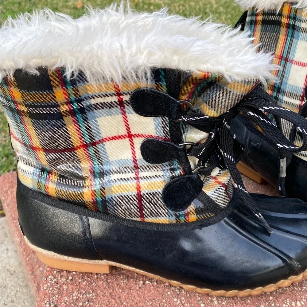 SPORTO ORIGINAL DUCK BOOTS WOMEN’S 9 PLAID FAUX FUR LINED WINTER SNOW BOOTS